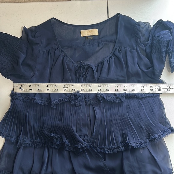 Jet Label, Fashion For Joy, Navy Lace Ruffled Tier Open Front Top, Small. - Picture 7 of 10
